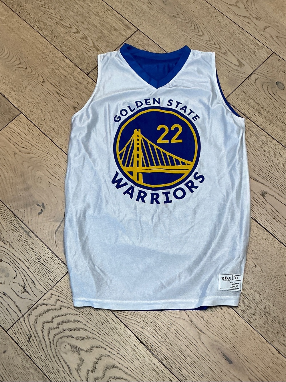 Kids Boys YBA Shirts Golden State Warriors tank. Size YL. Blue,yellow, white.